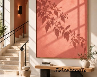 Textured Impasto Oil Painting, Warm Tone Blossom Branch Botanical Print, Earth Tone Home Wall Decor