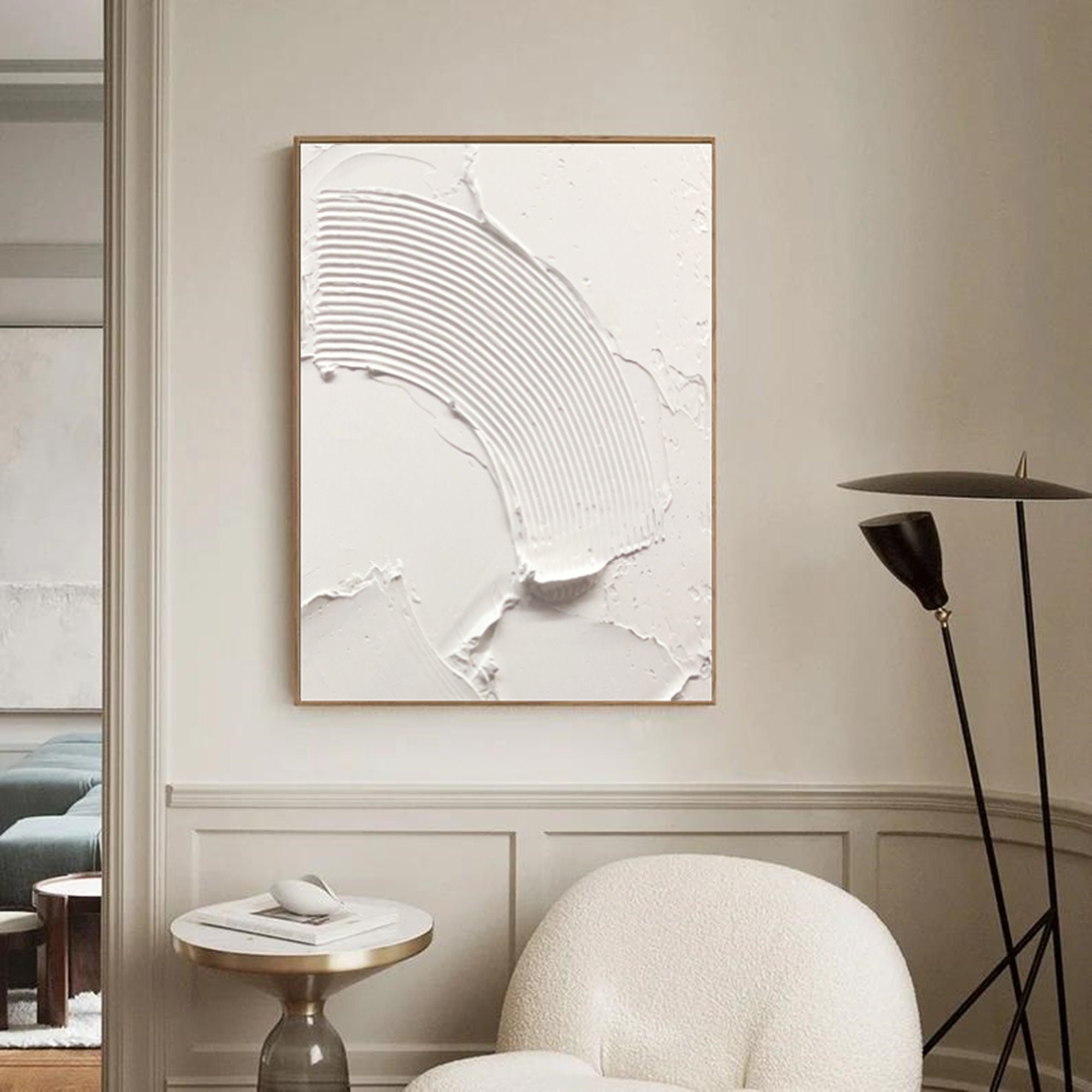 White Minimalist Painting Large Abstract White Painting Etsy