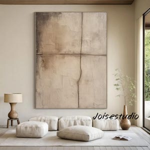 Beige Abstract Painting Beige Oil Painting Contemporary Abstract Art Modern Painting On Canvas Beige Framed Canvas Art Wabi Sabi Wall Art