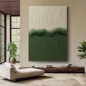 Large Green Abstract Painting Original Geometric Green Abstract Wall Art Beige and Green Abstract Painting Living Room Decorative Painting