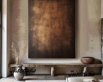 茶色と黒の抽象的なテクスチャ絵画、大きなアクリル黒の抽象的な壁