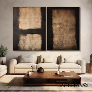 Strukturiertes abstraktes Gemälde: Braun & Beige