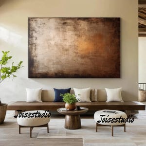 Wabi-Sabi Wall Art Brown Abstract Painting Brown Texture Oil Painting on Canvas Large Brown Abstract Wall Art Neutral Minimalism Wall Decor