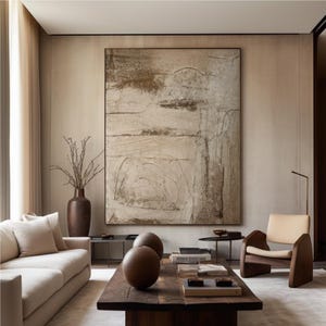 Large Beige Abstract Painting On Canvas Brown Minimalist Wall Art Beige Wabi Sabi Wall Art Brown Abstract Wall Art Neutral Wall Decor