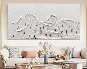 3D Skiing Art: Snowy Mountain Texture, Winter Sports Decor