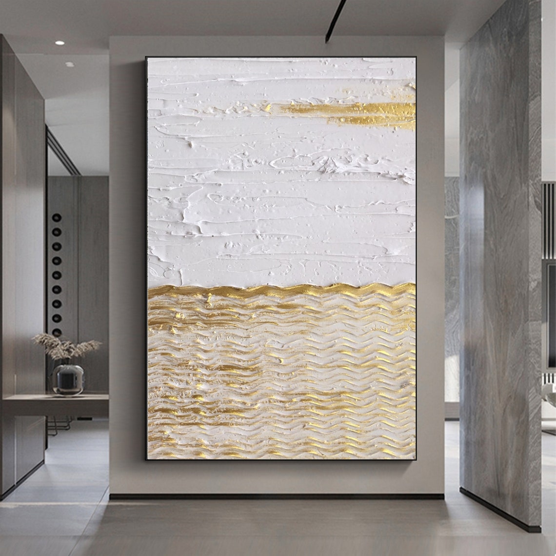 Huge Gold Abstract Painting Large Gold Abstract Painting Etsy