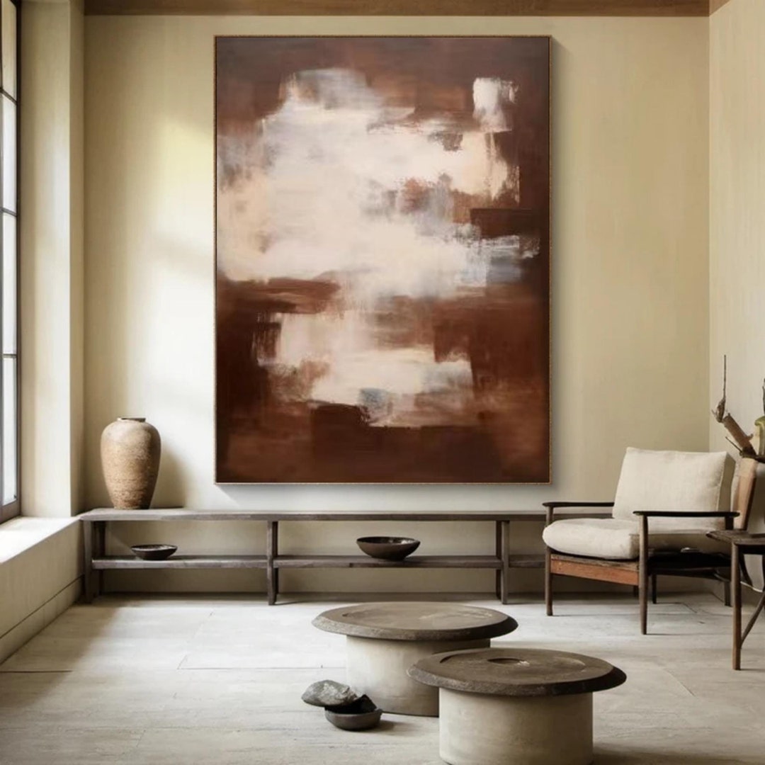 Large Beige and Brown Textured Wall Art Brown Abstract Painting Neutral ...