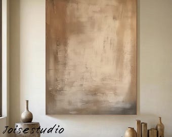 Pintura em Gesso Texturizado 3D Bege: Arte de Parede Minimalista Wabi Sabi