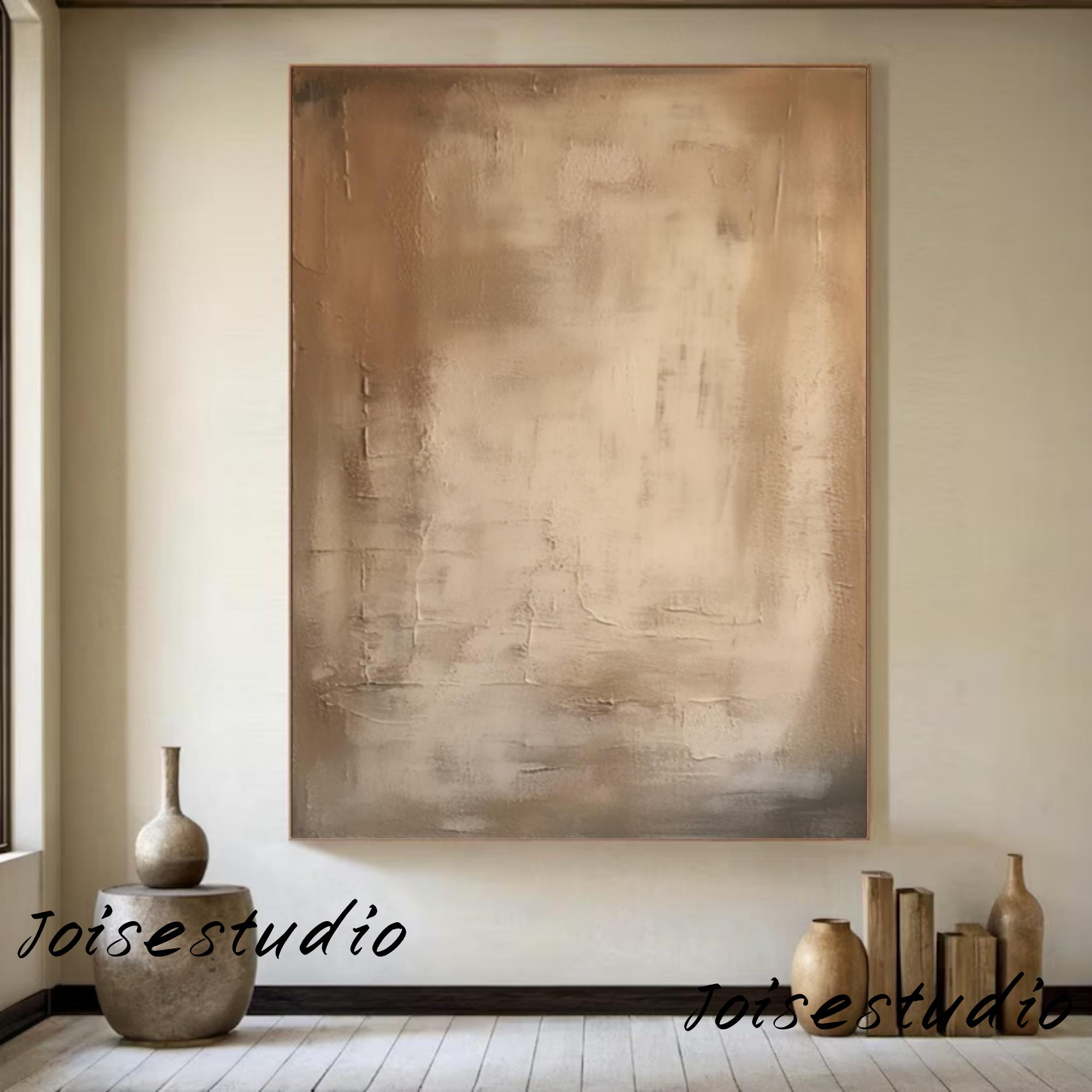 Beige 3D Textured Plaster Painting: Minimalist Wabi Sabi Wall Art - Etsy