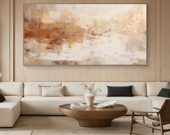 Brown Abstract Painting Canvas,Large Wall Art Abstract Beige Brown Oil Painting,Wabi Sabi Wall Art, Neutral Texture Wall Art,Home Decor Art