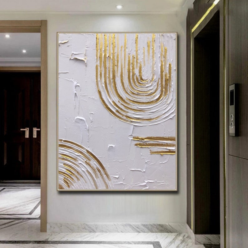 Original Gold and White Abstract Painting Large Abstract Gold Etsy