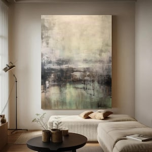 Modern Painting Olive Green Minimalist Art Olive Green Abstract Painting Neutral Green Painting Pure Green Wall Decor Wabi-Sabi Wall Art