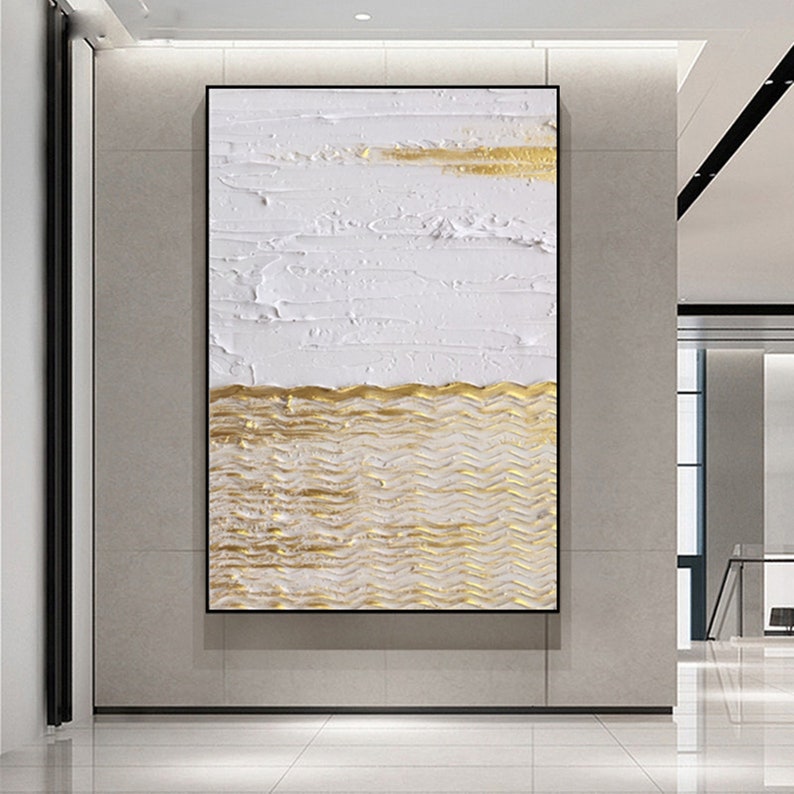 Huge Gold Abstract Painting Large Gold Abstract Painting Etsy