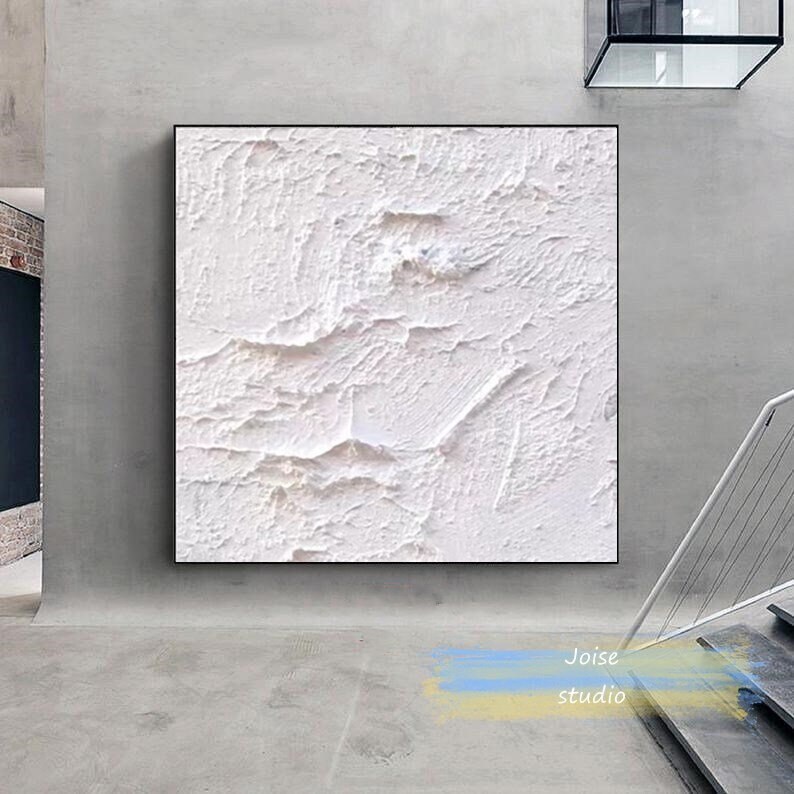 Large Abstract White Painting Original Handmade Heavy Texture Etsy