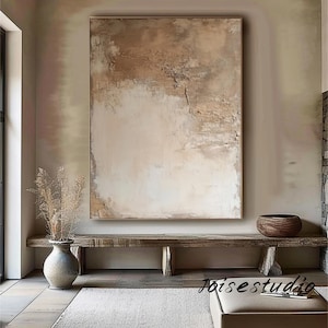 Beige and Brown Abstract Painting on Canvas Wabi Sabi Wall Art Textured Wall Art Brown and Beige Minimalist Painting Neutral Beige Painting