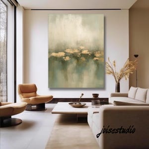 Green and Beige Abstract Wabi Sabi Wall Art Beige Texture Art Green Minimalist Abstract Painting Neutral Green Decorative Abstract Painting