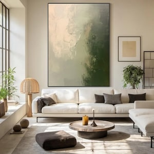 Large Green Abstract Wall Painting Green 3D Texture Painting Modern Green painting Modern Green Minimalist Art Modern Wabi-sabi Wall Art