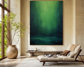 Green Wall Decor Dark Green Wall Art Forest Green Wall Art Dark Green Canvas Art Green Minimalist Painting Forest Green Abstract Art