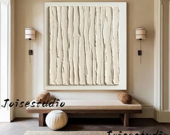 Art wabi-sabi texturé neutre simple : toile abstraite minimaliste contemporaine peinte à la main