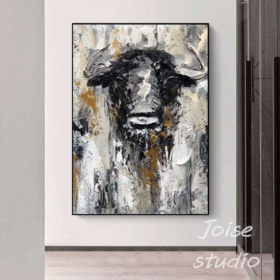 Grandes pinturas abstractas de toros sobre lienzo pintura de animales
