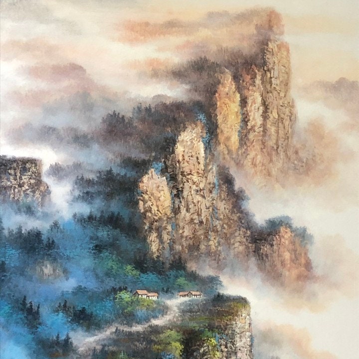Large mountain landscape painting on CanvasChinese style Etsy