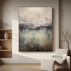 Green Beige Abstract Painting Green Wabi Sabi Wall Art Large Green Minimalist Wall Art Green Textured Canvas Painting Neutral Wall Decor