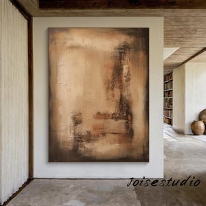 Brown Beige Abstract Wall Art Wabi Sabi Wall Art Beige Taupe Minimalist Painting on Canvas Large Minimalist Wall Art Neutral Wall Decor