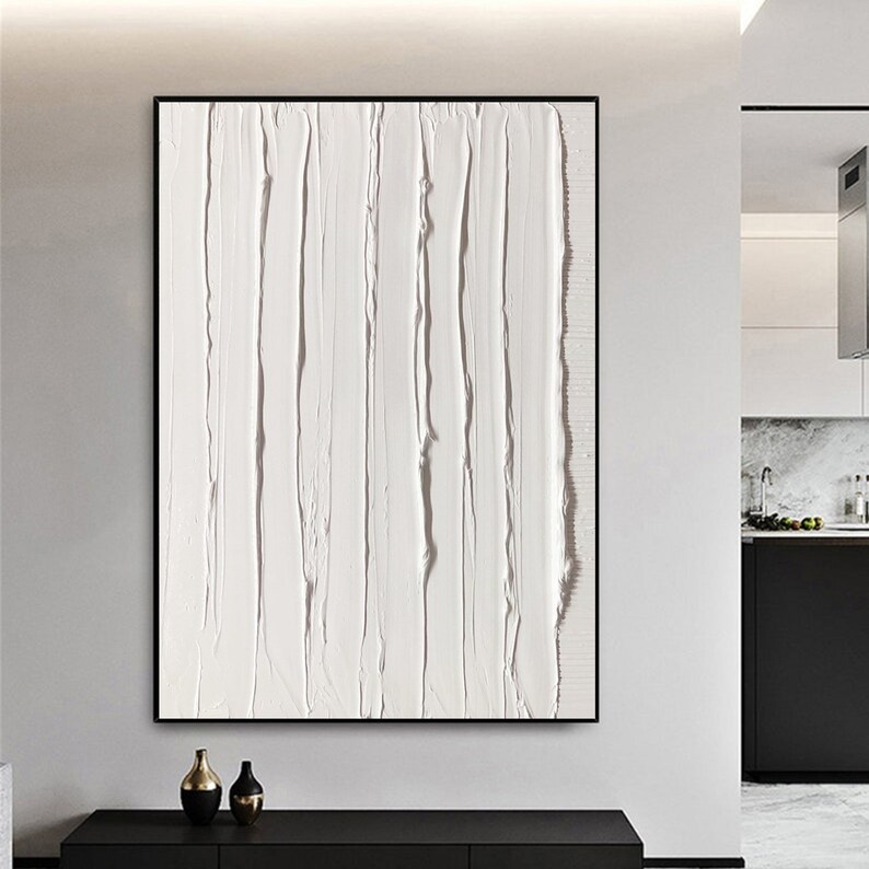 Large Abstract White Painting 3D White Textured Painting Etsy