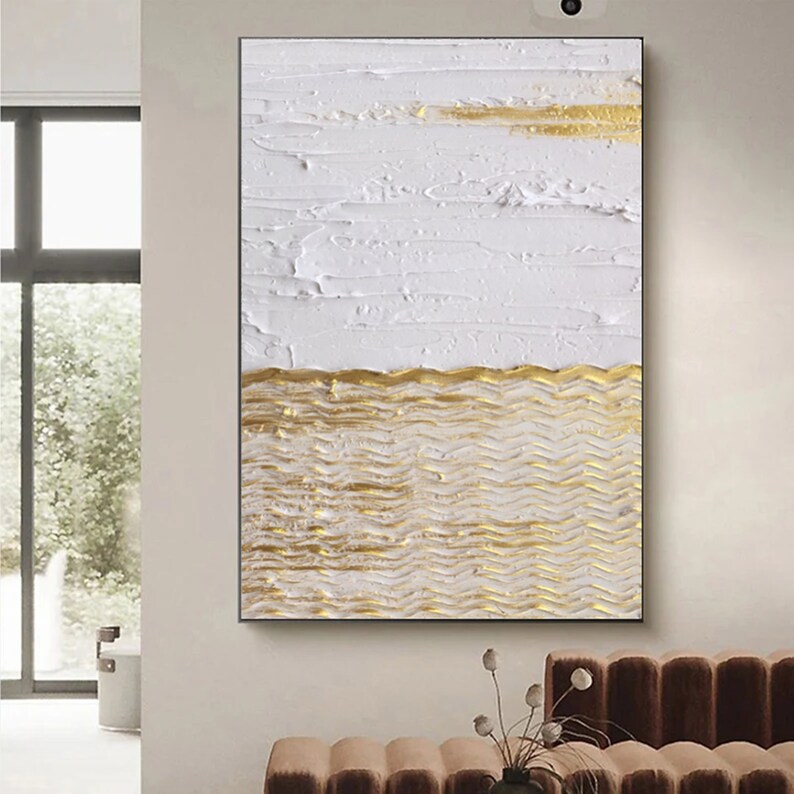 Huge Gold Abstract Painting Large Gold Abstract Painting Etsy