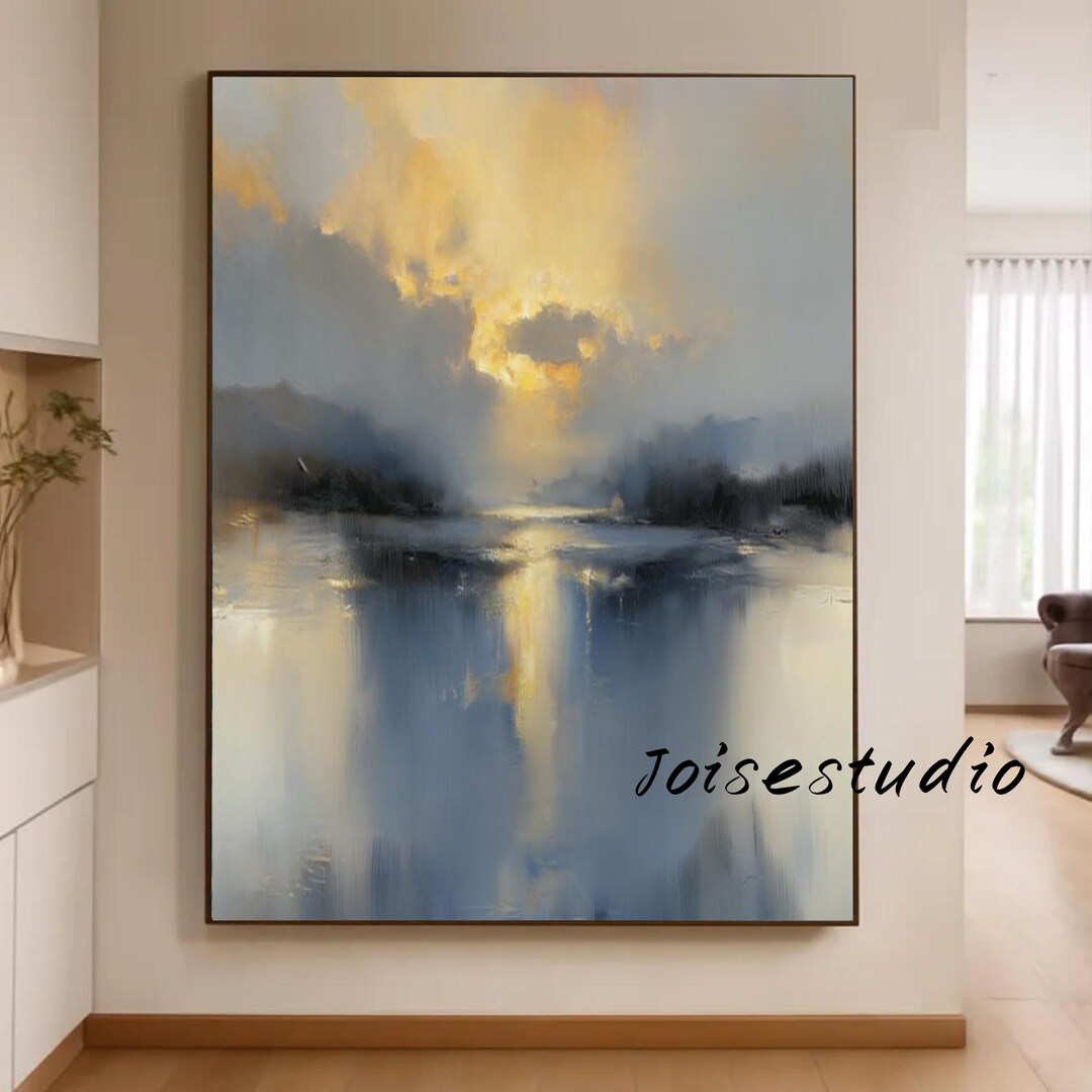 Oversized Abstract Ocean Sunset Painting, Framed Canvas Art - Etsy