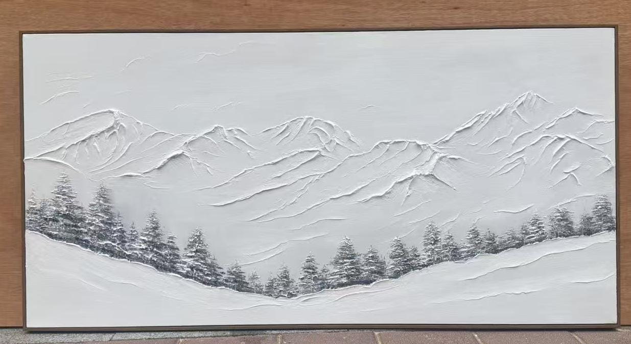 モノクロ 抽象　油彩画 山の風景　オリジナル　1点もの モノクロ 抽象 油彩画 山の風景 オリジナル 1点もの モノクロ 抽象油彩