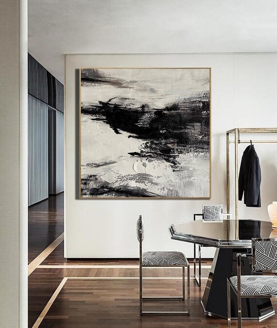 Large Wall Canvas Black PaintingLarge Original Abstract Etsy