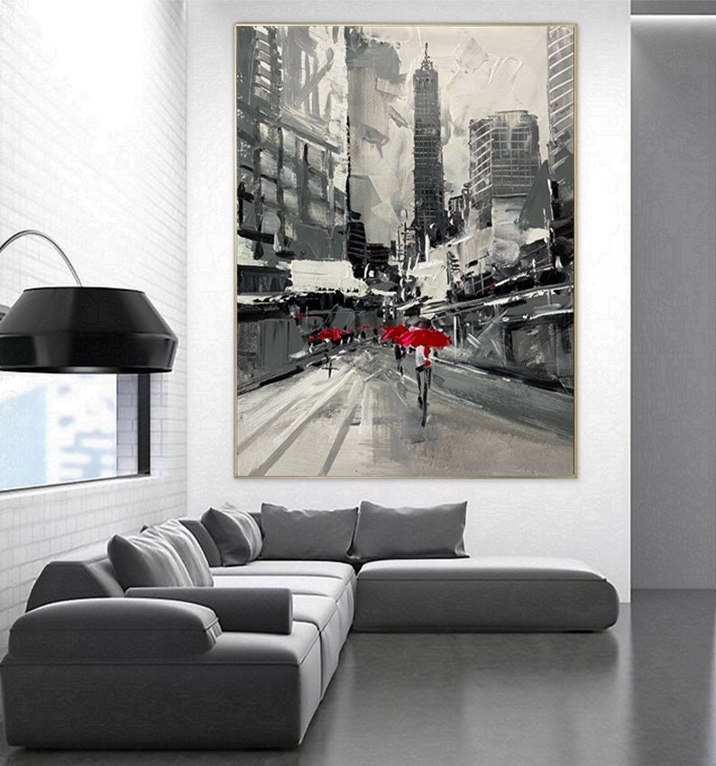 Large City Abstract Painting Art New York Painting Cityscape Etsy
