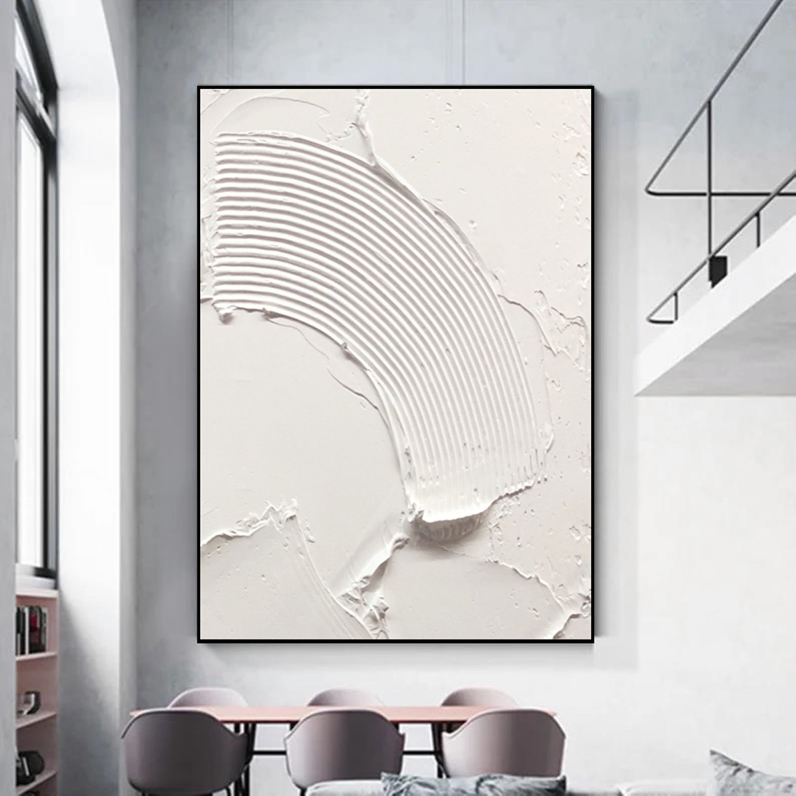 White Minimalist Painting Large Abstract White Painting Etsy