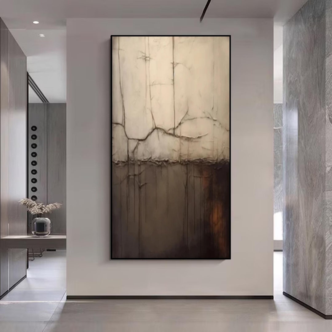 Large Original Brown Beige Abstract Painting Wabi Sabi Wall Art Brown ...
