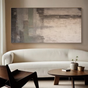 Großes beiges abstraktes Gemälde, nordisches abstraktes Gemälde, Wohnzimmer, abstraktes Gemälde, Boho, abstrakte Wandkunst, beige, minimalistische Strukturkunst Bild 5