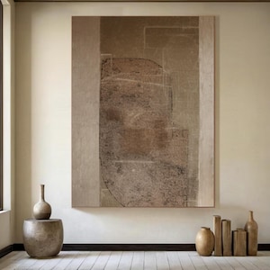 Brown Minimalist Painting Wabi Sabi Art Brown Wall Art 3D Texture Painting Brown Abstract Art Beige Painting Large Texture Abstract Painting