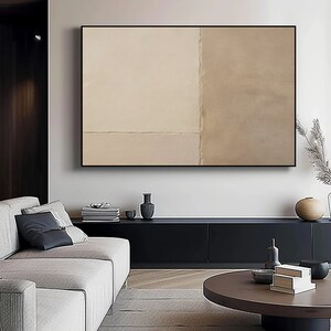 Large Beige Abstract Painting Large Beige Minimalist Wall Art Neutral ...