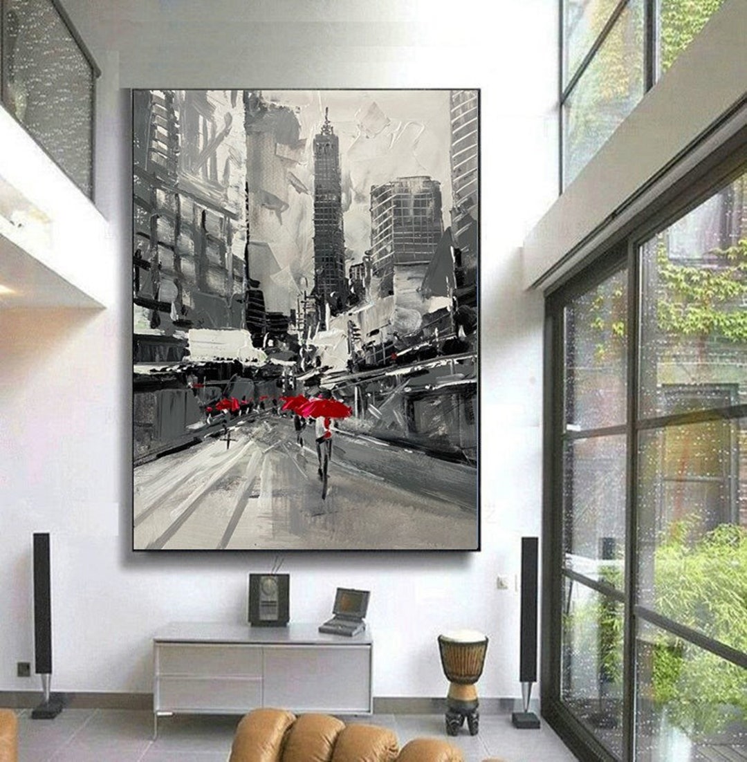 Large City Abstract Painting Art New York Painting Cityscape Etsy