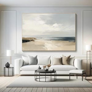 Large Original Blue Ocean Abstract Painting On Canvas, Original Sky Landscape Painting, Sea Abstract Oil Painting,Large Living Room Wall Art