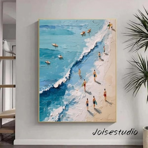 Original Seascape Oil Painting on Canvas: Abstract Beach Wall Art