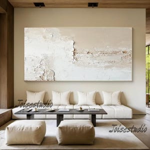 Grand mur abstrait nordique blanc Beige texture 3D peinture peinture blanche peinture blanche salon moderne peinture abstraite art minimaliste
