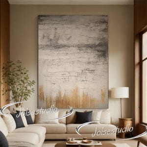 Beige 3D Texture Painting: Modern Minimalist Gold Wall Art