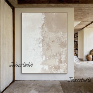 Beige 3D Textured Wall Art Beige Minimalist Painting Neutral Plaster Painting Wabi Sabi Wall Art Beige Boho Painting Modern Minimalist Art