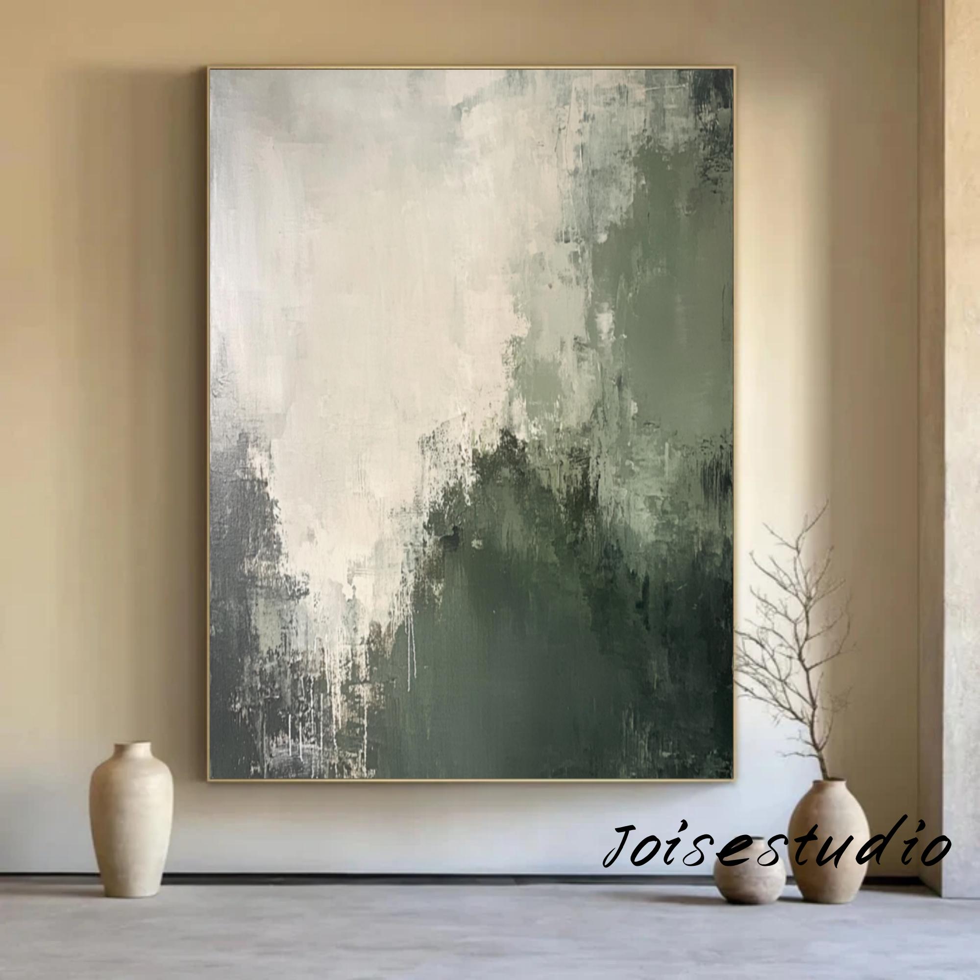 Large Green Abstract Oil Painting: Modern Minimalist Wall Art - Etsy ...