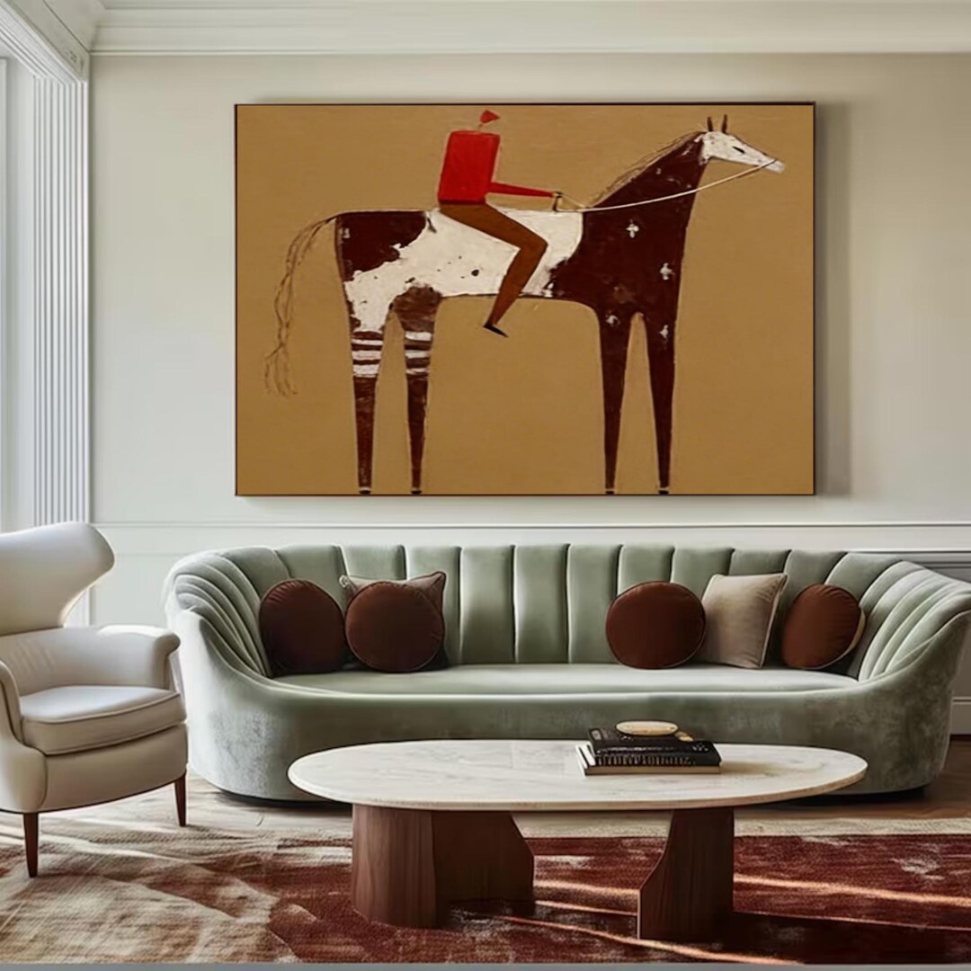 Western Cowboy Horse Painting: Brown Textured Canvas Wall Art - Etsy