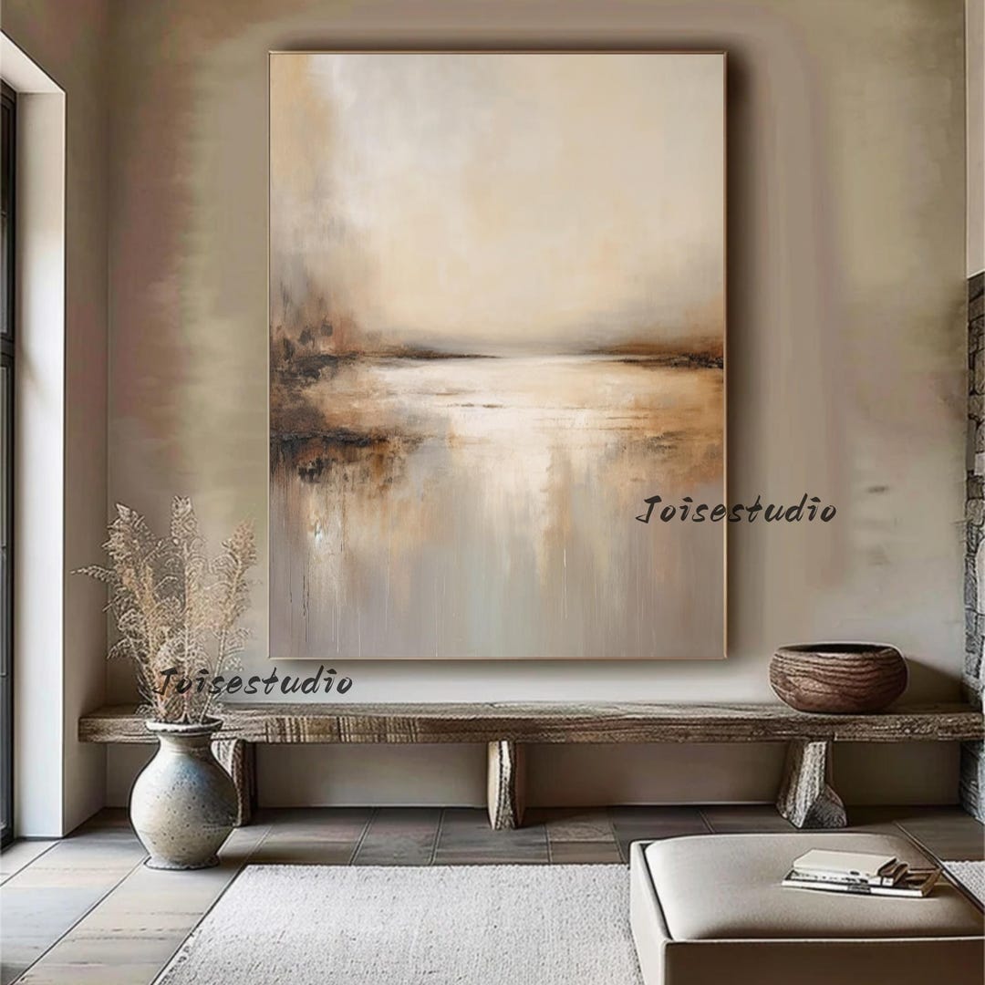 Wabi Sabi Wall Art Brown Abstract Painting Large Beige Texture Wall Art ...