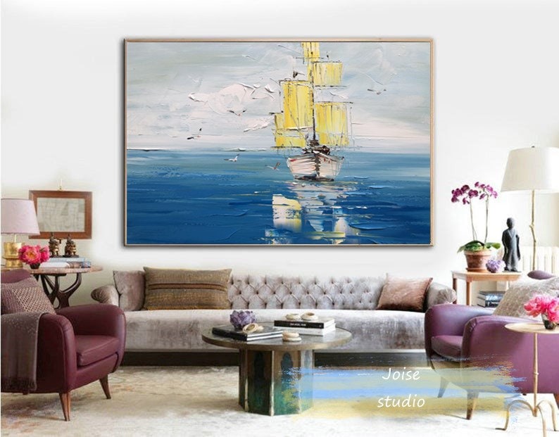 Large Nautical painting Seascape paintingLarge sailing boat | Etsy