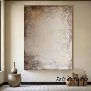 Beige und Graues abstraktes Gemälde Beige und Grau Abstraktes Strukturgemälde Großes minimalistisches Gemälde Braunes abstraktes Wandbild Moderne Malerei