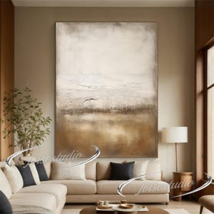 Art abstrait géométrique texturé 3D beige, décoration murale moderne neutre, décoration minimaliste fait main grande texture originale marron art abstrait